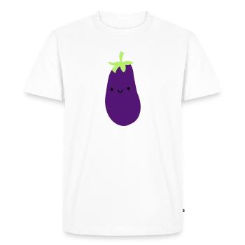 aubergine avec visage yeux bouche mignonne sweet ge - T-shirt Premium bio Homme - blanc - Devant - Nico (187cm)
