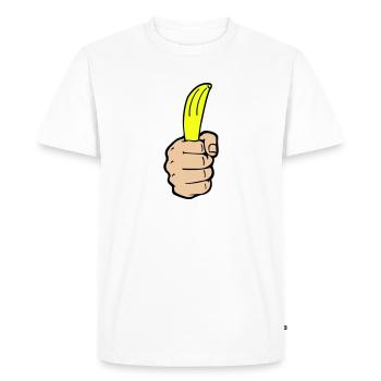 Banane à la main - T-shirt Premium bio Homme - blanc - Devant - Nico (187cm)