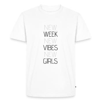 Week Vibes Girls - Men's Premium Organic T-Shirt - white - Front - Nico (187cm)
