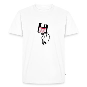 disquette disk scheibe disco main hand - T-shirt Premium bio Homme - blanc - Devant - Nico (187cm)