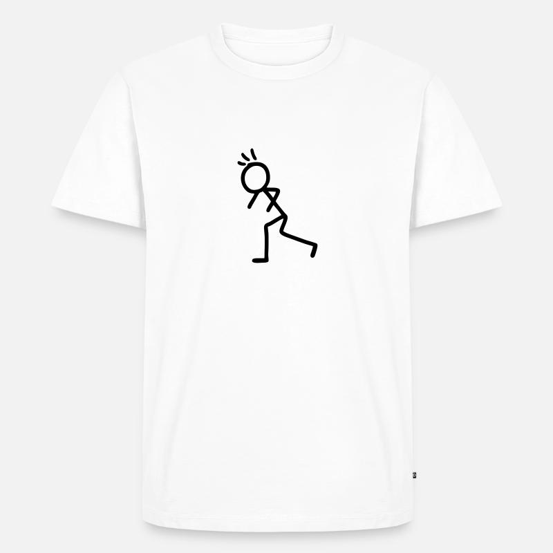 Strichmännchen - laufen - Männer Premium Bio T-Shirt - Weiß