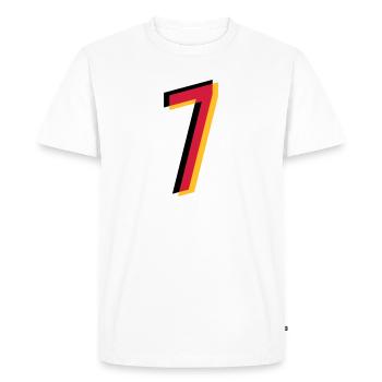 7 Numéro Allemagne maillot numéro noir or rouge - T-shirt Premium bio Homme - blanc - Devant - Nico (187cm)