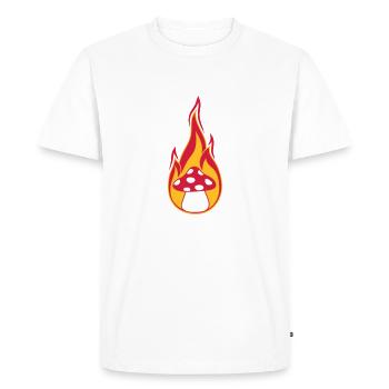 feu bruler flammes chaud champignon mouche agaric rouge p - T-shirt Premium bio Homme - blanc - Devant - Nico (187cm)