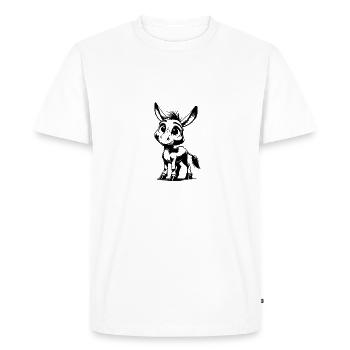 Knuffiger kleiner Esel Bleistift Zeichnung - Männer Premium Bio T-Shirt - Weiß - Vorne - Nico (187cm)