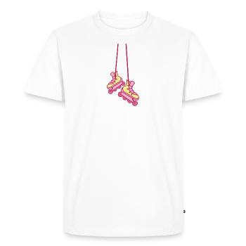 hanging rollerblades in pinks cute RETRO - Men's Premium Organic T-Shirt - white - Front - Nico (187cm)