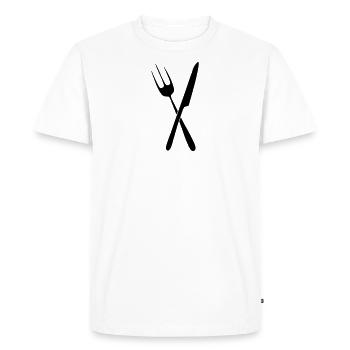couteau fourchette couverts 01 - T-shirt Premium bio Homme - blanc - Devant - Nico (187cm)