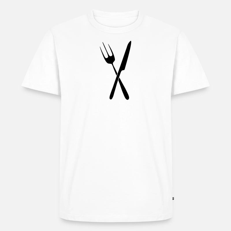messer gabel besteck 01 - Männer Premium Bio T-Shirt - Weiß