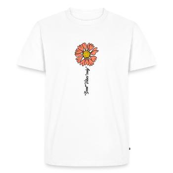 Fleurs Bonnes Vibrations - T-shirt Premium bio Homme - blanc - Devant - Nico (187cm)