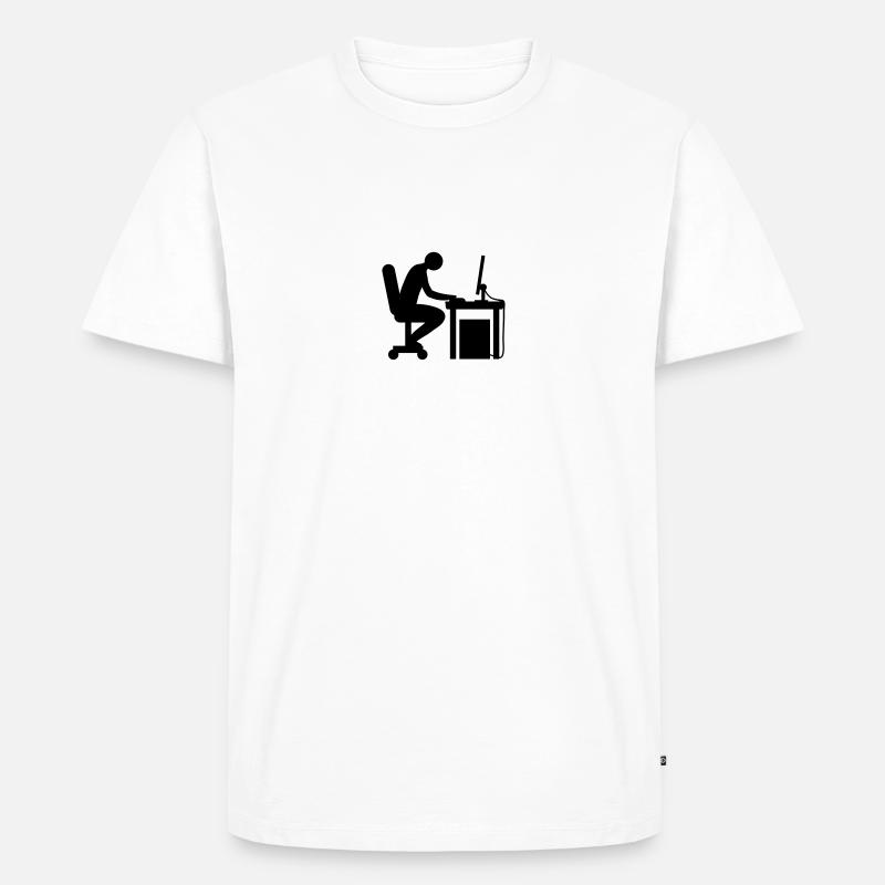 Computer Schreibtisch Nerd - Männer Premium Bio T-Shirt - Weiß