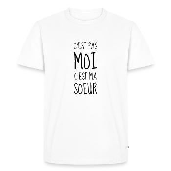 Bébé - Naissance - Enfant - Frère - Soeur - Humour - T-shirt Premium bio Homme - blanc - Devant - Nico (187cm)