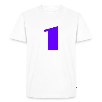 1. 1 AN. 1er ANNIVERSAIRE. ANNIVERSAIRE 1 AN. UN - T-shirt Premium bio Homme - blanc - Devant - Nico (187cm)