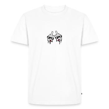 Cool Fuck Off Hands - Men's Premium Organic T-Shirt - white - Front - Nico (187cm)