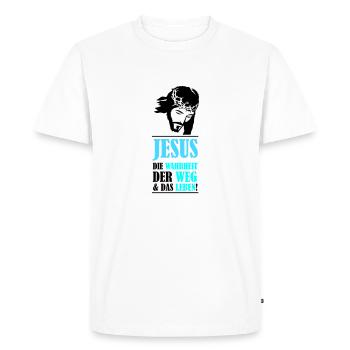 Jésus : la vérité, le chemin et la vie - T-shirt Premium bio Homme - blanc - Devant - Nico (187cm)