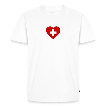 Drapeau coeur de la Suisse - T-shirt Premium bio Homme - blanc - Devant - Nico (187cm)