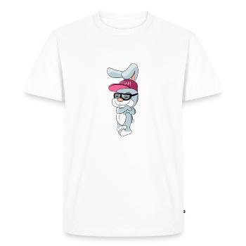 Lapin cool avec capuchon et lunettes - T-shirt Premium bio Homme - blanc - Devant - Nico (187cm)