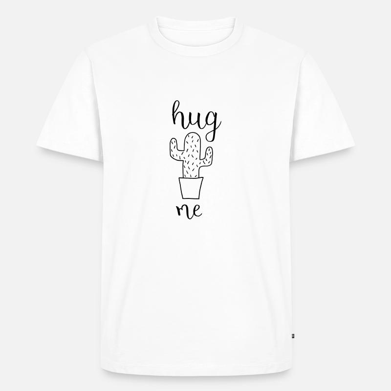 Kaktus hug me - Männer Premium Bio T-Shirt - Weiß