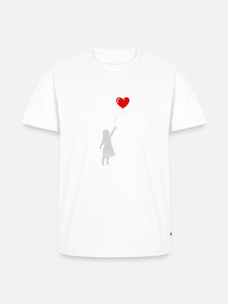 Mädchen mit Luftballon. Geschenk Idee Geburtstag - Männer Premium Bio T-Shirt - Weiß