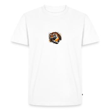 Le regard du tigre : l’âme de la jungle - T-shirt Premium bio Homme - blanc - Devant - Nico (187cm)