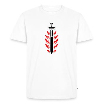 Flaming Sword - Men's Premium Organic T-Shirt - white - Front - Nico (187cm)