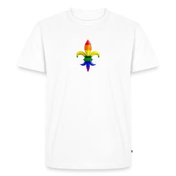 Fleur de Lys / Fleur de Lis marbre à l’arc-en-ciel - T-shirt Premium bio Homme - blanc - Devant - Nico (187cm)