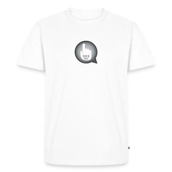 CLICK HERE - Männer Premium Bio T-Shirt - Weiß - Vorne - Nico (187cm)