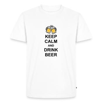 Restez calme Buvez de la bière - T-shirt Premium bio Homme - blanc - Devant - Nico (187cm)