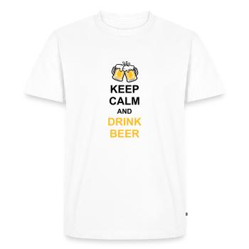 Boire de la bière Garder son calme - T-shirt Premium bio Homme - blanc - Devant - Nico (187cm)