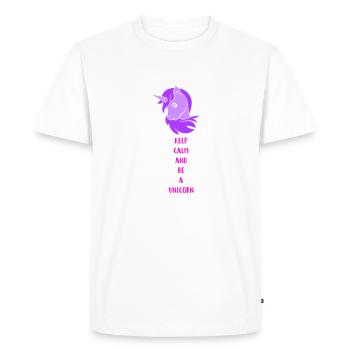 Licorne Restez calme - T-shirt Premium bio Homme - blanc - Devant - Nico (187cm)
