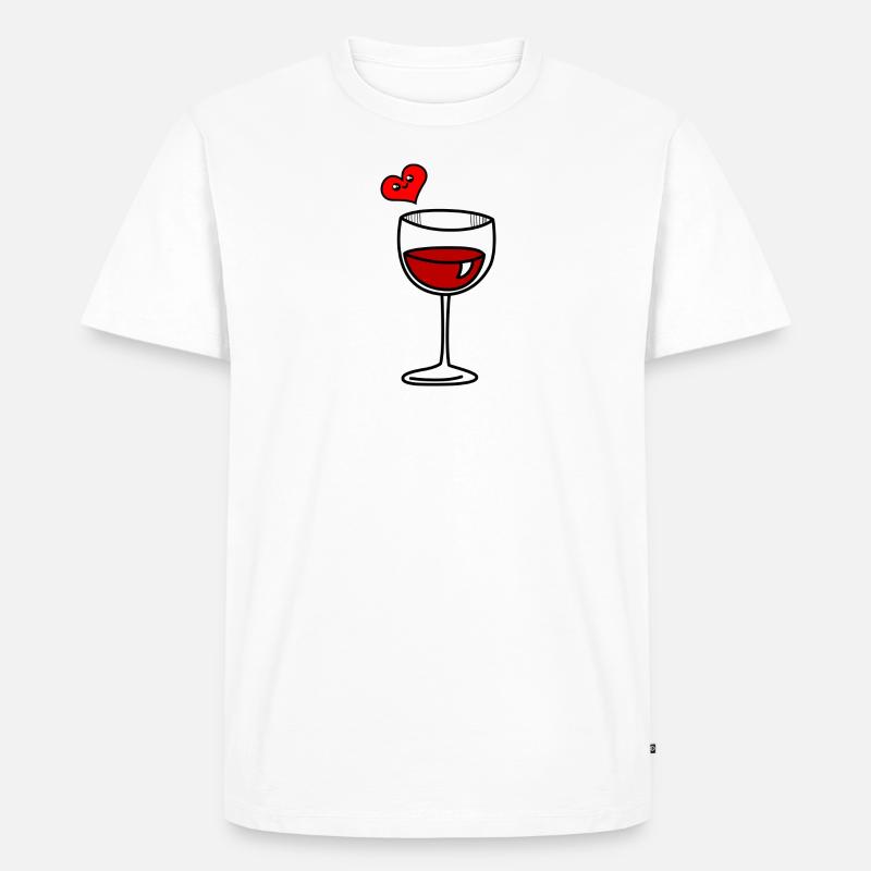 Weinglas mit Herz - Männer Premium Bio T-Shirt - Weiß