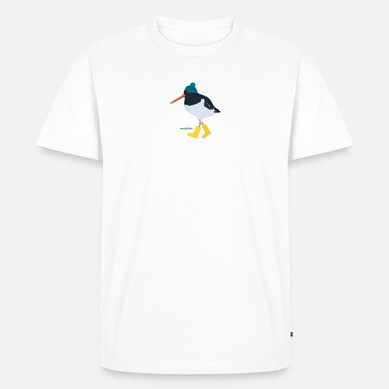 Austernfischer mit Gummistiefeln moin - Männer Premium Bio T-Shirt - Weiß