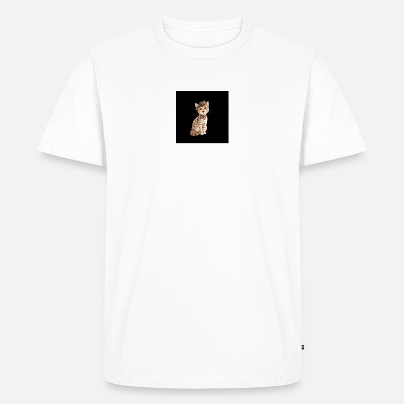 Kätzchen mit Fedora-Fliege - Männer Premium Bio T-Shirt - Weiß