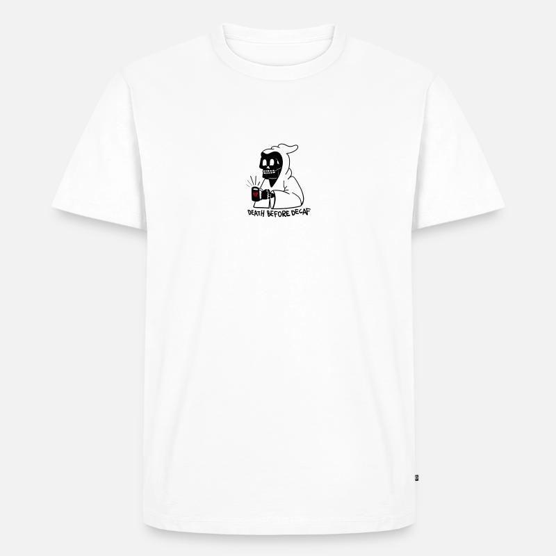 death before decaf - Männer Premium Bio T-Shirt - Weiß