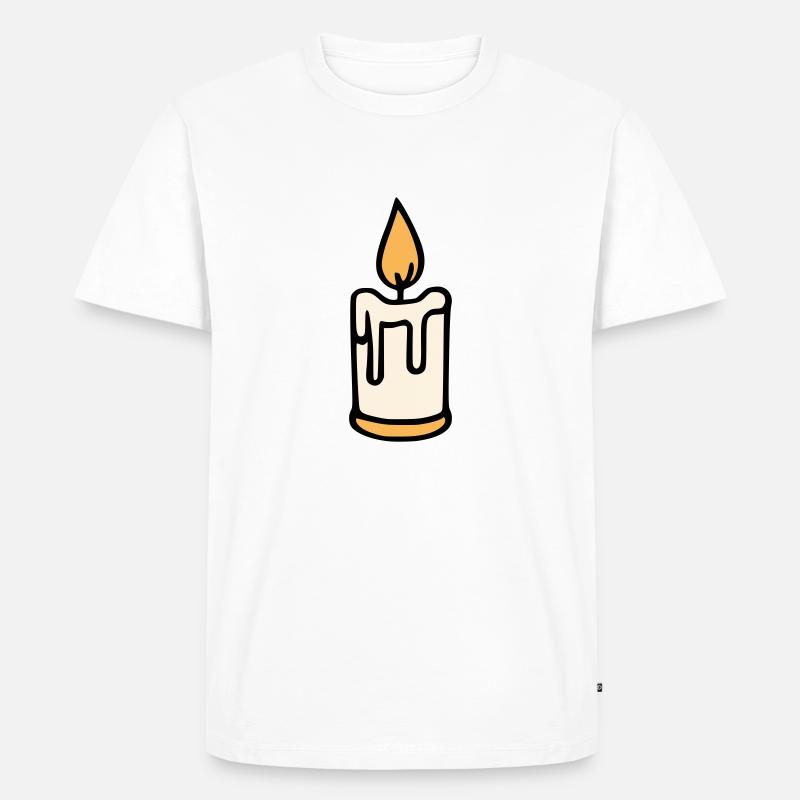 Kerze - Männer Premium Bio T-Shirt - Weiß