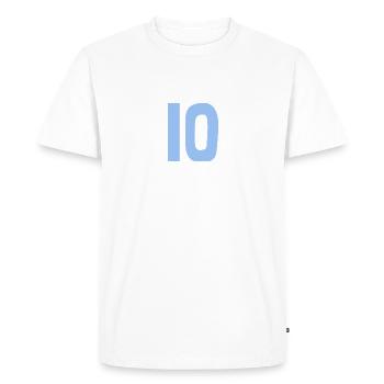 10. 10 ANS. 10e ANNIVERSAIRE. ANNIVERSAIRE 10 ANS. - T-shirt Premium bio Homme - blanc - Devant - Nico (187cm)