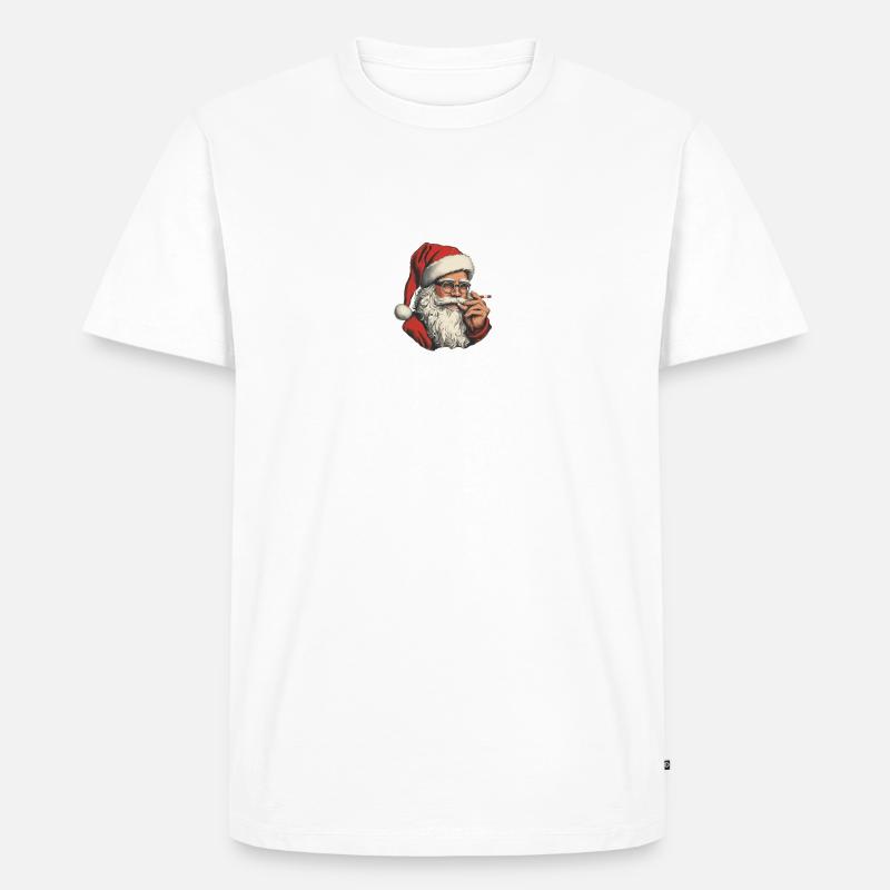 Weihnachtsmann mit Joint - Männer Premium Bio T-Shirt - Weiß