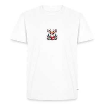 Renne avec écharpe – T-shirt de Noël festif - T-shirt Premium bio Homme - blanc - Devant - Nico (187cm)