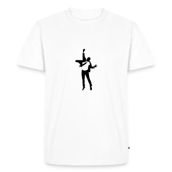 A jumping Manager - Men's Premium Organic T-Shirt - white - Front - Nico (187cm)