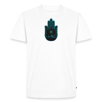 Horus Hamsa Spiritual Dark Blue - Men's Premium Organic T-Shirt - white - Front - Nico (187cm)