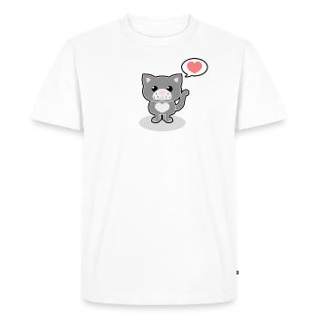 chat doux - T-shirt Premium bio Homme - blanc - Devant - Nico (187cm)