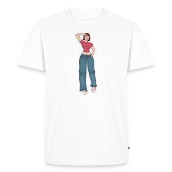 Dessin illustration fille qui marche - T-shirt Premium bio Homme - blanc - Devant - Nico (187cm)