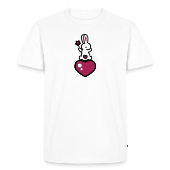 Lapin avec coeur et fleur 3 - T-shirt Premium bio Homme - blanc - Devant - Nico (187cm)