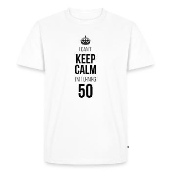 Je n’arrive pas à me calmer, j’ai 50 ans - T-shirt Premium bio Homme - blanc - Devant - Nico (187cm)