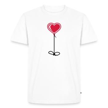 heart fly balloon string rope hang sky - Men's Premium Organic T-Shirt - white - Front - Nico (187cm)