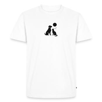 Silhouette de chien chat nocturne au clair de lune - T-shirt Premium bio Homme - blanc - Devant - Nico (187cm)