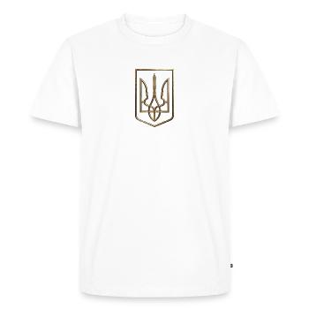 Ukraine Coat of Arms Shield Trident Trident Wire Look 1 - Men's Premium Organic T-Shirt - white - Front - Nico (187cm)