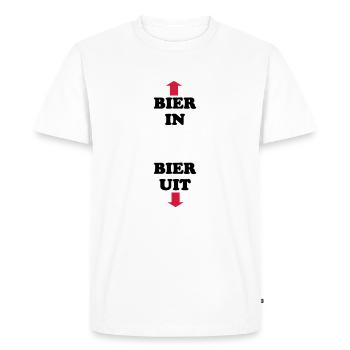 Bier in Bier uit - Men's Premium Organic T-Shirt - white - Front - Nico (187cm)