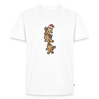 Pain d'épice de Noel 3 frères - T-shirt Premium bio Homme - blanc - Devant - Nico (187cm)