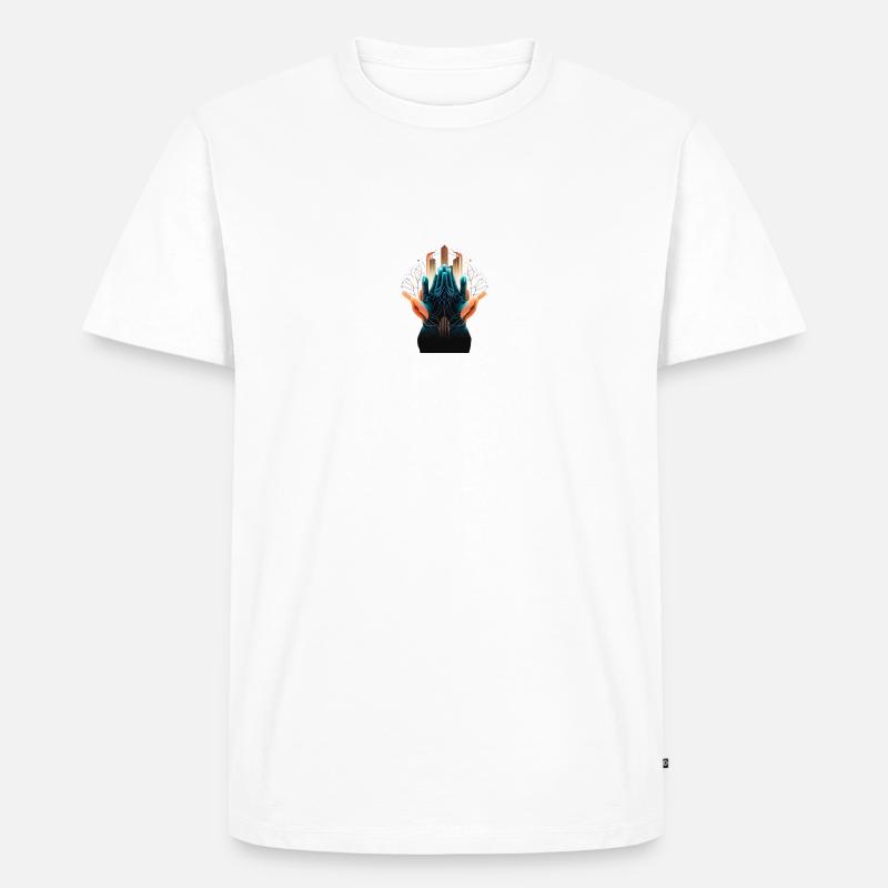 Hand 3 - Männer Premium Bio T-Shirt - Weiß