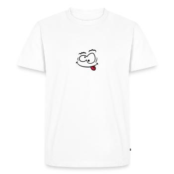 Visage souriant de fou bizarre drôle - T-shirt Premium bio Homme - blanc - Devant - Nico (187cm)