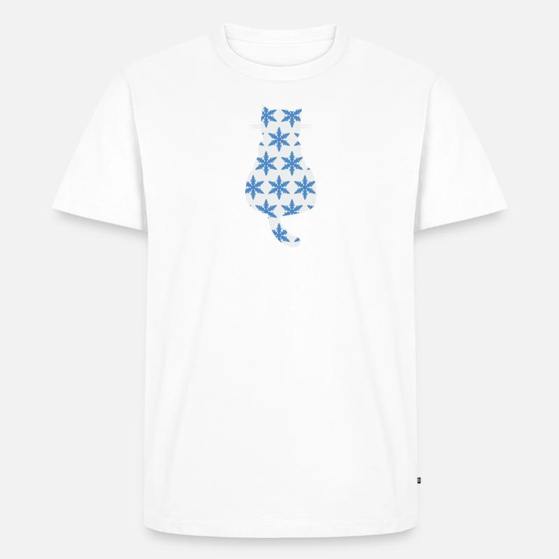 Katze mit Schneeflocken - Männer Premium Bio T-Shirt - Weiß